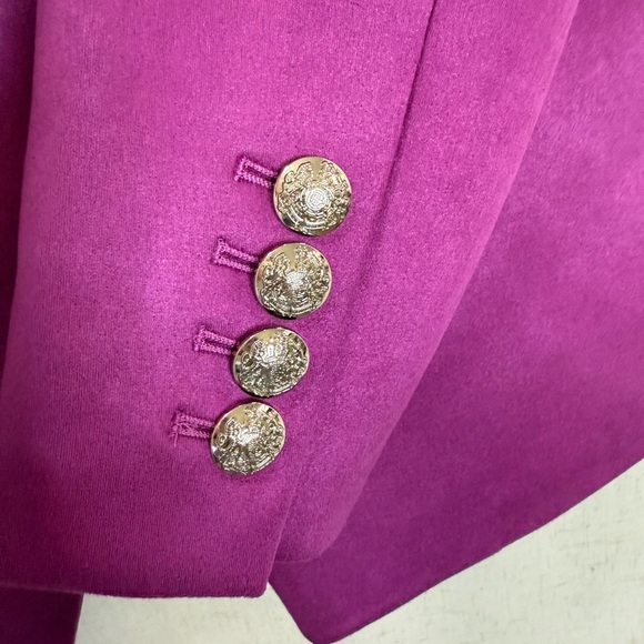 WHBM Fuchsia Velvet Studio Blazer | Double Breasted Silver Buttons | Chic w/Tag - Picture 4 of 7